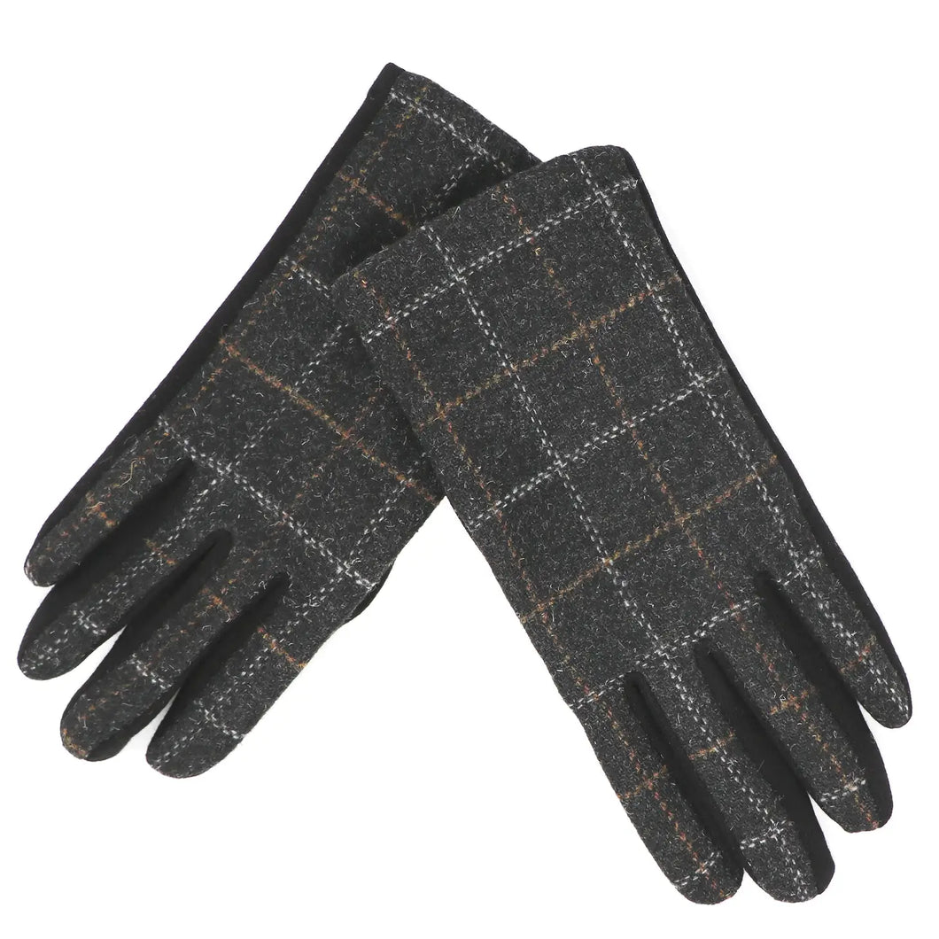 Men’s Touchscreen Tweed Gloves- Black