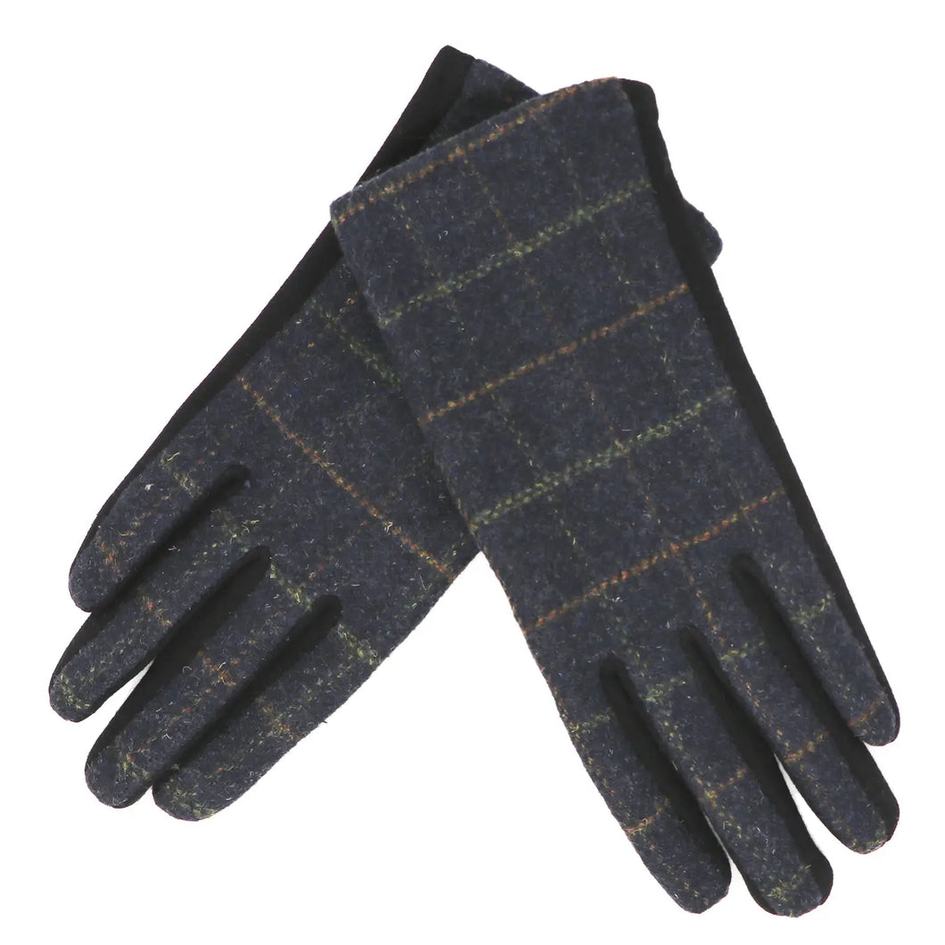 Men’s Touchscreen Tweed Gloves- Navy