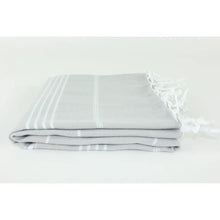Load image into Gallery viewer, Classic Striped Turkish Towel- Light Grey
