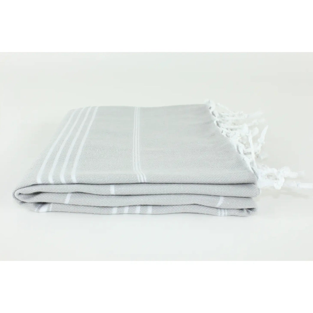 Classic Striped Turkish Towel- Light Grey