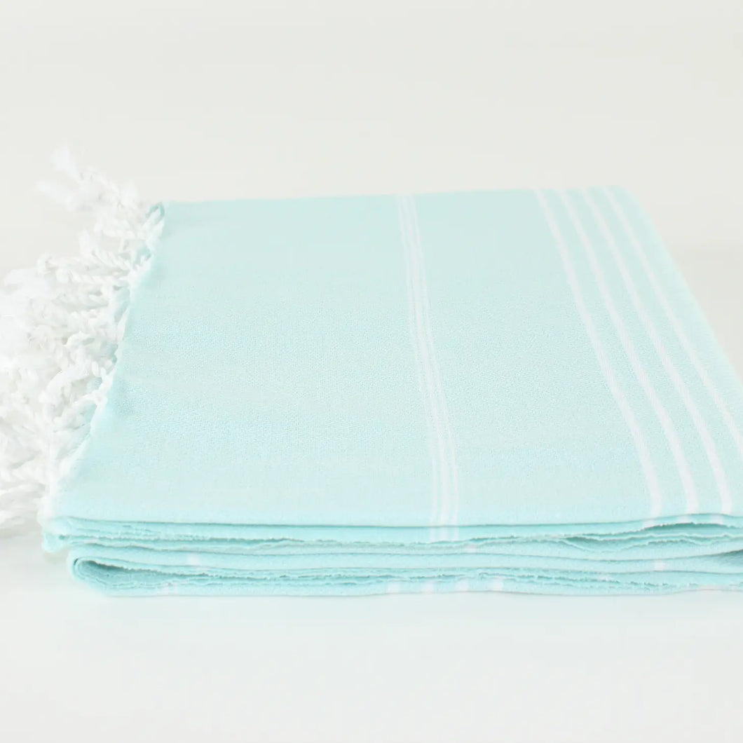 Classic Striped Turkish Towel- Light Turquoise
