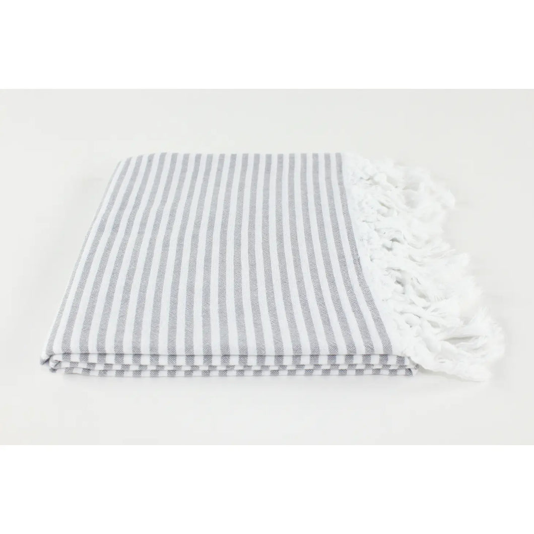 Premium Turkish Striped Peshtemal Towel- Gray