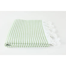 Load image into Gallery viewer, Premium Turkish Striped Peshtemal Towel- Olive Green
