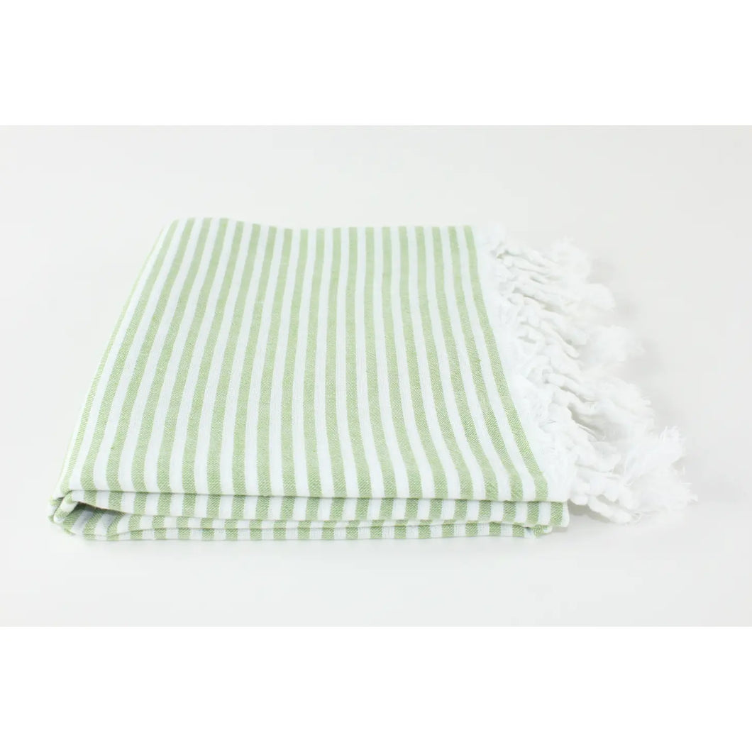 Premium Turkish Striped Peshtemal Towel- Olive Green