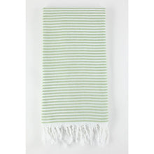 Load image into Gallery viewer, Premium Turkish Striped Peshtemal Towel- Olive Green
