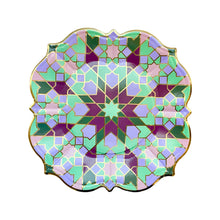 Load image into Gallery viewer, Purple/ Green Geometric Lunch Plate
