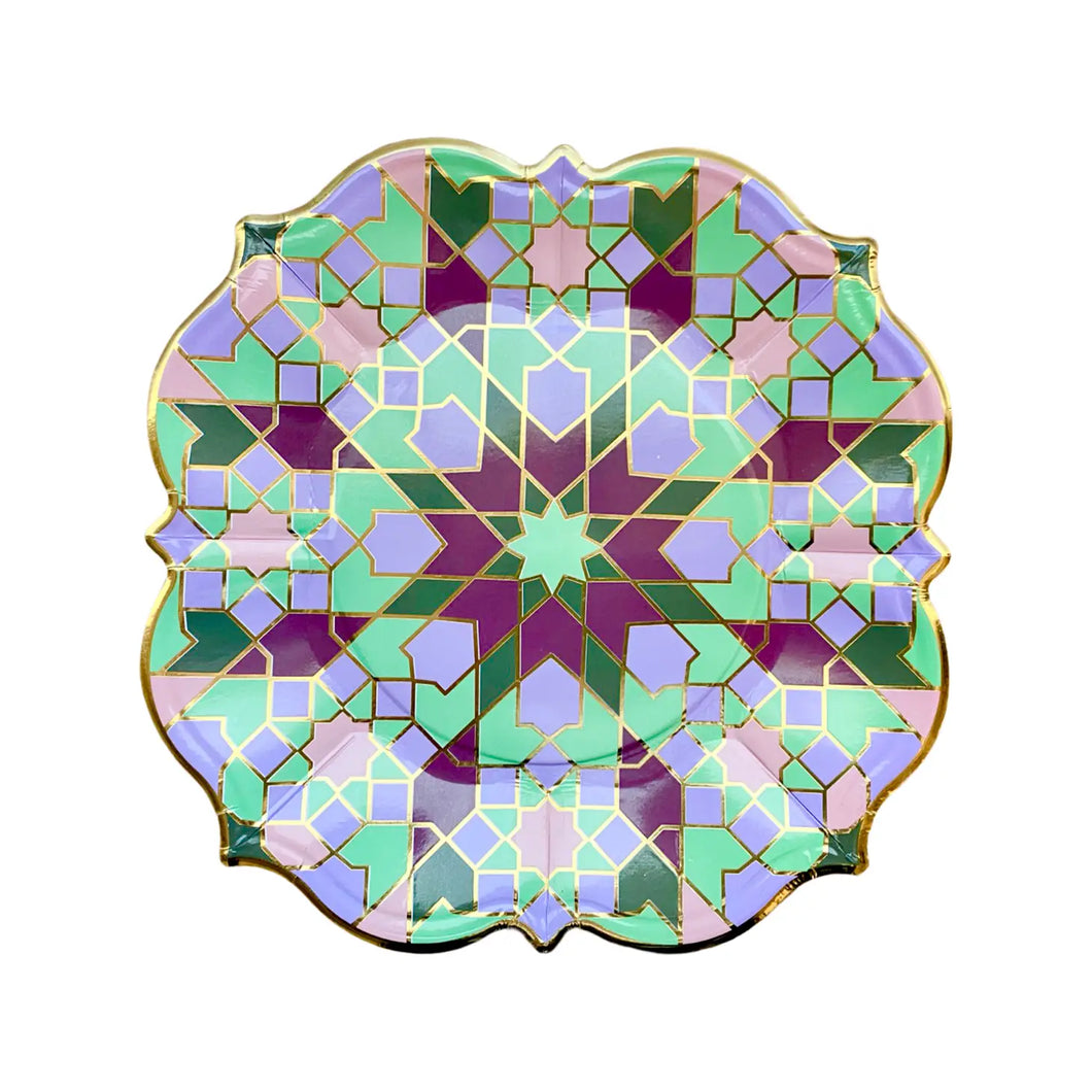 Purple/ Green Geometric Lunch Plate