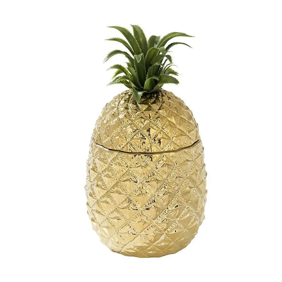 Gold Ceramic Pineapple Cookie Jar/ Ice Bucket