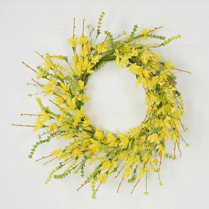 Yellow Forsythia & Heather Wreath