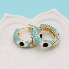 Load image into Gallery viewer, Gilded Eye Gold &amp; Turquoise Hoop Earrings
