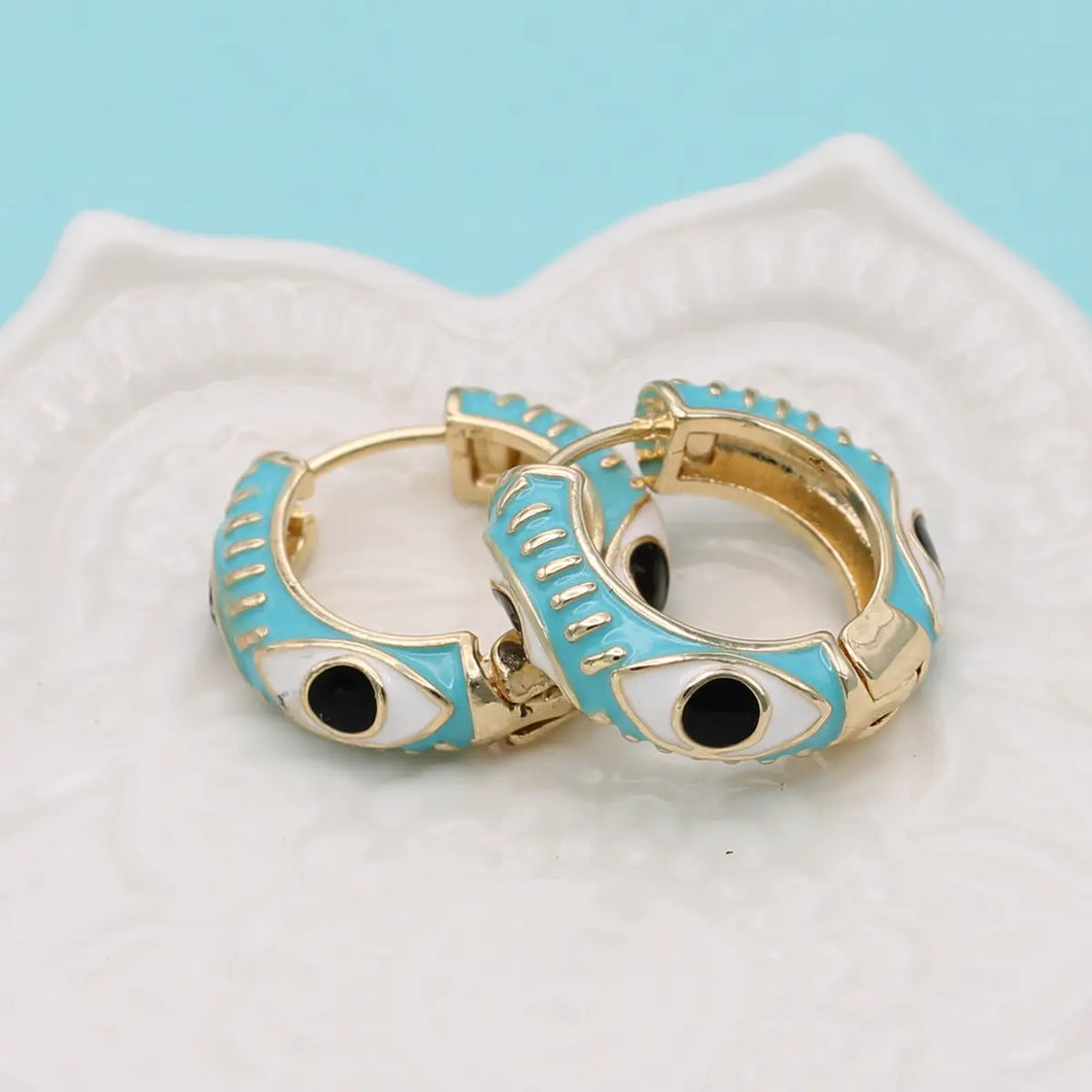 Gilded Eye Gold & Turquoise Hoop Earrings
