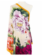 Load image into Gallery viewer, Peony &amp; Crane Silky Scarf/ Shawl
