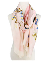 Load image into Gallery viewer, Pink Floral Silky Scarf/ Shawl
