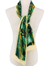Load image into Gallery viewer, Luxurious Silky Green Marble Narrow Scarf
